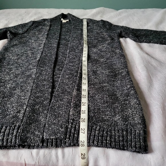 J. Crew Black & White Heather Linen Cotton Blend Long Line Open Cardigan sz S - Picture 6 of 6